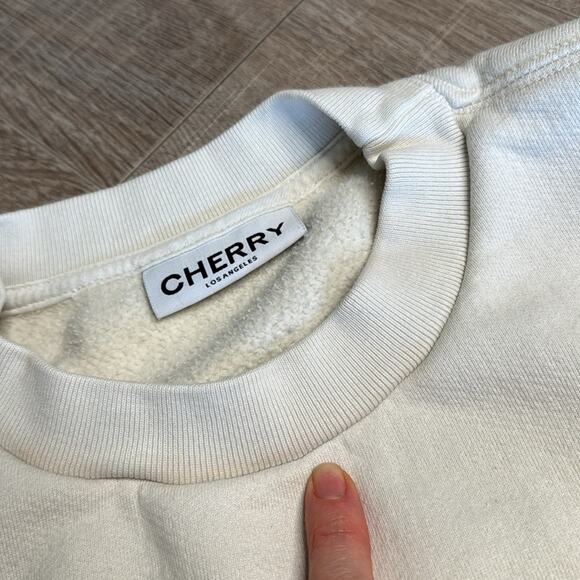 CHERRY LOS ANGELES x 818 TEQUILA Cream Crewneck Sweatshirt with Teal Print - Picture 7 of 11